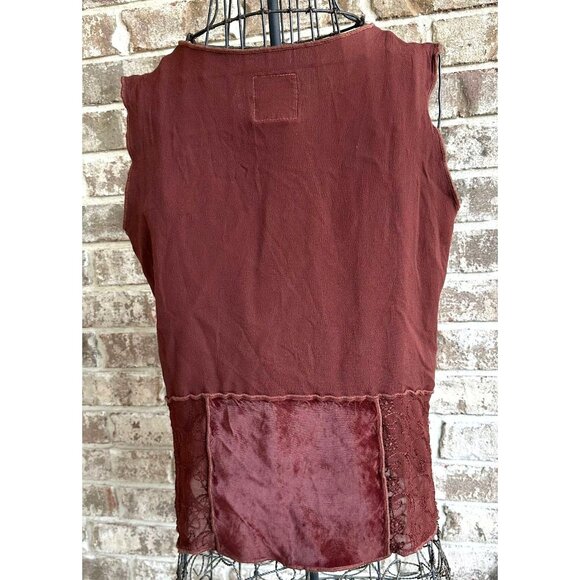 Vintage Nooshin Femme Sleeveless Top Medium Plum Lace Velour Scoop Neck … - Picture 6 of 12